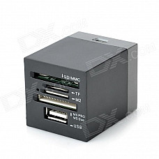 COMBO HI-Speed 3-USB 2.0 Port HUB SD / MMC / TF / M2 / MS Pro / MS Duo Card Reader - Black (32GB)