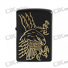 Gold Eagle Oil Lighter with Protective Wooden Case