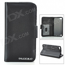 Protective Flip-Open PU Leather Case for Ipod Touch 5 - Black