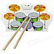 W1008 Portable Roll-up USB Drum Kit with Drum Sticks - White + Green + Yellow