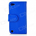 Stylish Protective Flip-Open PU Leather Case w/ Card Holder for Ipod Touch 5 - Blue