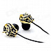 KS-S006 Cat Style Fashionable In-Ear Earphones - Black + Yellow (3.5mm Plug / 119cm)