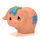 Cute Fat Pig with Flower Style PVC Coin Bank - Beige Red