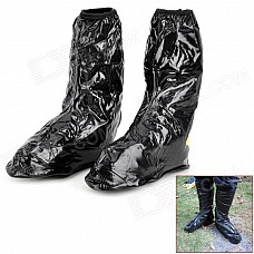 Toe-Zone Motorcycle Bicycle Cycling Waterproof Rain Boot Shoe Covers - Black (XL / Pair)