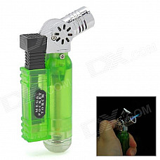 593B Windproof Plastic Butane Jet Torch Lighter - Green + Silver