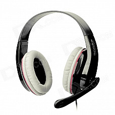 SADES SA-701 Headphones w/ Microphone + Volume Control for PC - Black (3.5mm Plug / 200cm-Cable)