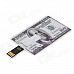 MJ100 Stylish US 100 Dollar Pattern Card Style USB 2.0 Flash Drive - White + Grey (4GB)