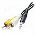 3.5mm Male to RCA Male AV Cable for DVR / GPS / TV - Black + Yellow + White (120cm)