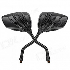 Skeleton Hand Style Motorcycle Rearview Mirror - Black (Pair)
