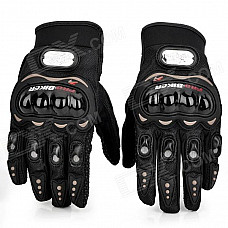 PRO-BIKER MCS-01A Skid-Proof Full Finger Motorcycle Racing Gloves - Black (Pair / M-Size)