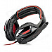 SADES SA-902 USB 2.0 Game Headphones w/ Microphone + Volume Control - Black + Red (300cm-Cable)