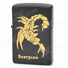 Scorpion Pattern Zinc Alloy Oil Lighter - Black