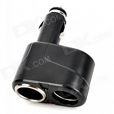 Dual Car Cigarette Sockets Power Adapter - Black (DC 12~24V)