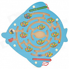 Cute Fish Shaped Coordination Ability Training Magnetic Maze Toy - Blue