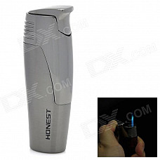 Windproof Stainless Steel Butane Gas Lighter - Silver Grey