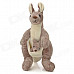 Cute Soft Plush Kangaroo with Baby in Pouch Toy - Grey + White