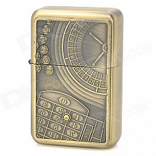 Roulette Wheel and Betting Board Pattern Zinc Alloy Fuel Oil Lighter - Golden