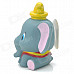 Cute Cartoon Elephant Figure Doll Toy w/ Suction Cup - Grey