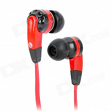 EV-2085SL Stylish Flat Cable Stereo In-Ear Earphones - Black + Red (3.5mm Plug / 130cm)