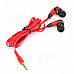 EV-2085SL Stylish Flat Cable Stereo In-Ear Earphones - Black + Red (3.5mm Plug / 130cm)