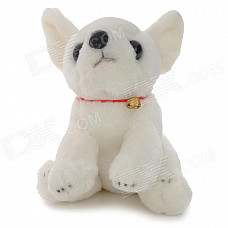 Cute Sitting Dog Shaped Short Plush Toy w/ Ring - White