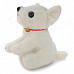 Cute Sitting Dog Shaped Short Plush Toy w/ Ring - White