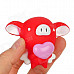 Cute Cartoon Flying Pig Holding Love Heart Doll Toy w/ Suction Cup - Red + White