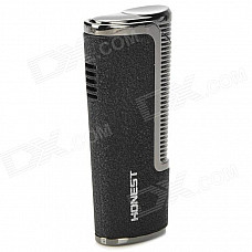 Stainless Steel Blue Flame Windproof Butane Jet Lighter - Black