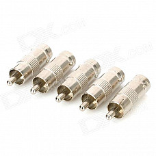 RCA Male to BNC Female Connector Adapter - Silver (5 PCS)