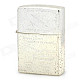 Retro Worn Tank Pattern Windproof Fluid Fuel Lighter - Silver