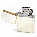 Retro Worn Tank Pattern Windproof Fluid Fuel Lighter - Silver