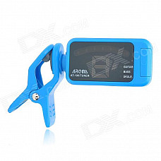 AROMA AT-100 Clip-On Tuner for Guitar / Bass / Violin / Ukulele - Blue + Black (1 x CR2032)