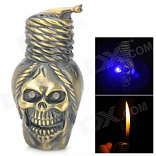 LED Eyes Skull Head Style Gas Lighter - Bronze