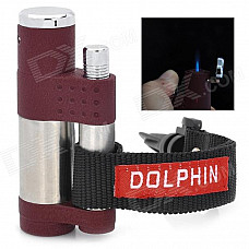 HY069 Butane Jet Lighter w/ Mountaineering Buckle - Wine Red + Silver