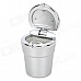 Chromium Plating Cup Shaped Ashtray Dust Bin w/ Blue LED Light for Car - Grey + Silver (1 x CR2032)