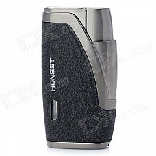 Dual Flame Wind Proof Butane Gas Lighter - Grey + Black