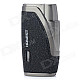 Dual Flame Wind Proof Butane Gas Lighter - Grey + Black