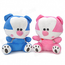 Cute Bear Figure Plush Doll Toy w/ Suction Cup - Pink + White + Blue + Black (2 PCS)