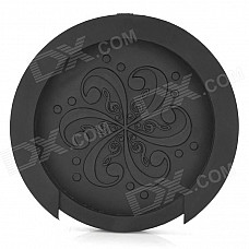 Music Note Pattern Rubber Guitar Sound Hole Cover - Black