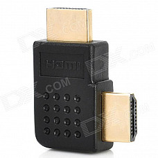 Right Angle HDMI Male to Male Adapter - Black + Golden