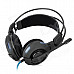 E-3LUE HS909 Mazer Stylish Headphones w/ Microphone / LED - Black + Blue (3.5mm Plug / 280cm)