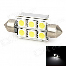 Festoon 36mm 2W 102lm 7000k 6-SMD 5050 LED White Light Car Indicator Lamp - Silver (DC 12V / 24V)