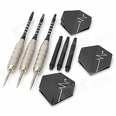 Professional Sharp Stainless Steel Darts Set - Black + Silver (3 PCS / ECG Pattern Flight)