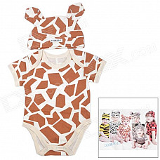 DOOMAGIC Giraffe Style Costume w/ Hat for Children - White + Brown