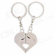 Lovers Kiss Zinc Alloy Keychain - Silver (Pair)