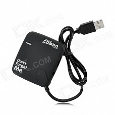 HD-059 Combo USB 2.0 3-Port Hub + M2 / MS / TF / SD Card Reader - Black (55cm-Cable / Max 1TB)