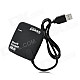 HD-059 Combo USB 2.0 3-Port Hub + M2 / MS / TF / SD Card Reader - Black (55cm-Cable / Max 1TB)