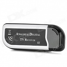 MN01 USB 2.0 DVB-T and Analog TV Receiver w/ Antenna / Remote Control - Black + White