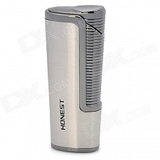 Rectangle Windproof Stainless Steel Butane Lighter - Silver