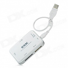 SSK SCRM054 High Speed SD / MS / XD / GF / Micro SD / M2 Card Reader - White